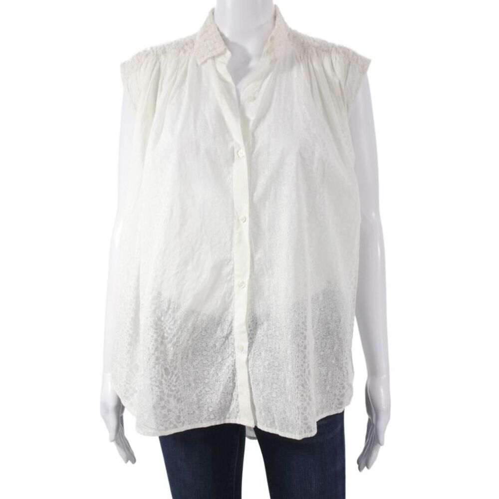 Mes DeMoiselles Paris Womens Silk Sleeveless Button Blouse White Size 1